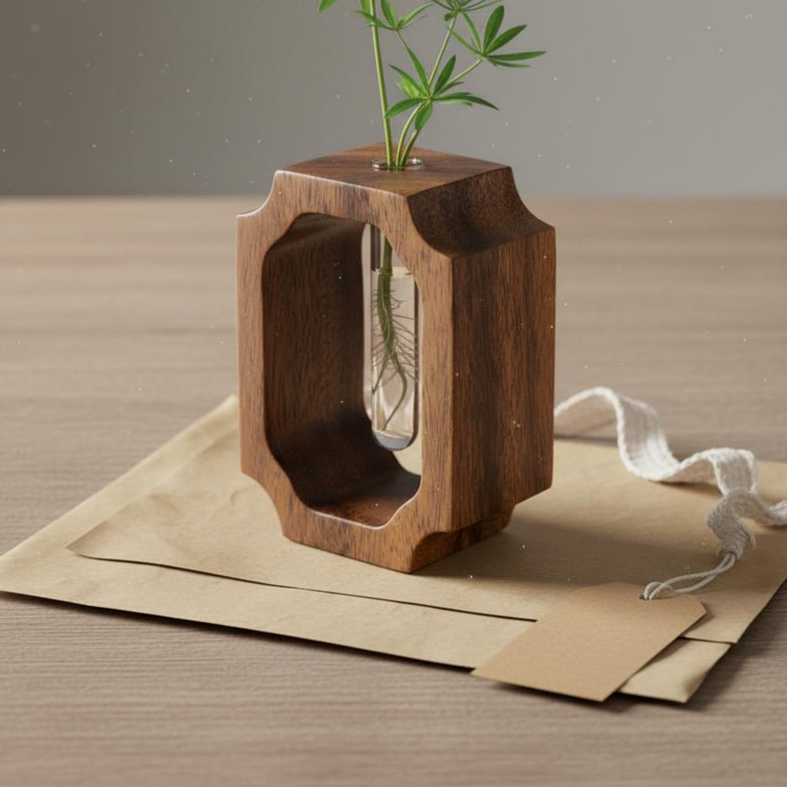 Walnut Wood Vase Easy to Clean - Propagation Station Vase 评论和价格